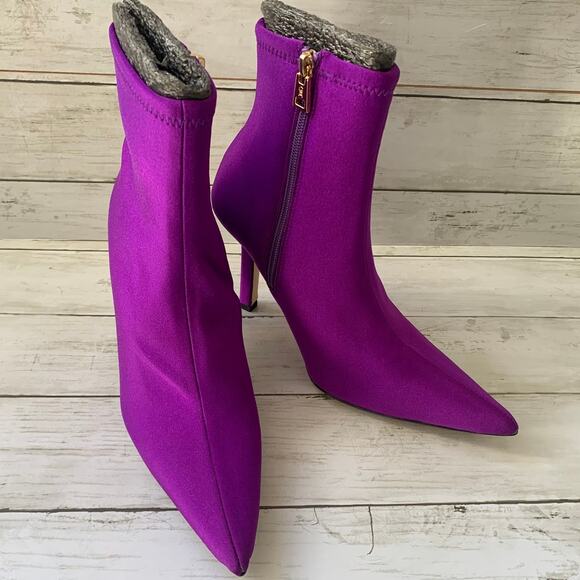 NWB Good American High Kickstand Ankle Booties in Purple Neoprene GA118SN-X - Picture 2 of 13